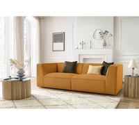 Canapé droit fixe 3 places MOLIERE velours côtelé jaune BOBOCHIC Jaune