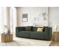 Canapé droit fixe 3 places MOLIERE velours côtelé vert BOBOCHIC Vert