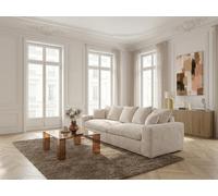 Canapé droit fixe 3 places NEVADA gros côtelé doux beige BOBOCHIC Beige