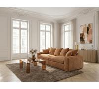 Canapé droit fixe 3 places NEVADA gros côtelé doux jaune BOBOCHIC Jaune
