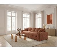 Canapé droit fixe 3 places NEVADA gros côtelé doux orange BOBOCHIC Orange
