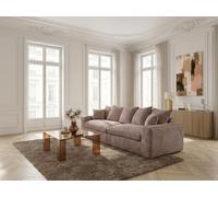 Canapé droit fixe 3 places NEVADA gros côtelé doux taupe BOBOCHIC Taupe