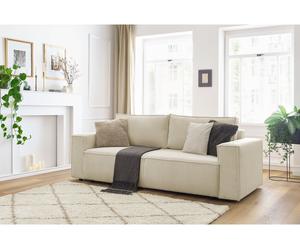 Canapé droit fixe 3 places NIHAD velours côtelé beige BOBOCHIC Beige