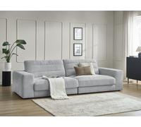 Canapé droit fixe 3 places SIERRA tissu texturé gris clair BOBOCHIC Gris clair