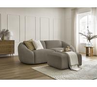 Canapé droit fixe 3 places TINA tissu bouclette avec pouf taupe BOBOCHIC Taupe