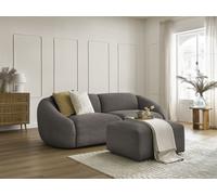 Canapé droit fixe 3 places TINA velours côtelé avec pouf taupe BOBOCHIC Taupe