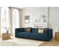 Canapé droit fixe 4 places MOLIERE velours côtelé bleu foncé BOBOCHIC Bleu foncé