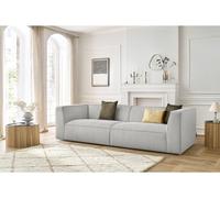 Canapé droit fixe 4 places MOLIERE velours côtelé gris clair BOBOCHIC Gris clair