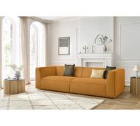 Canapé droit fixe 4 places MOLIERE velours côtelé jaune BOBOCHIC Jaune