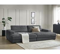 Canapé droit fixe 4 places SIERRA assise profonde tissu texturé gris foncé BOBOCHIC Gris foncé