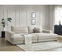 Canapé droit fixe 4 places SIERRA assise profonde velours beige BOBOCHIC Beige