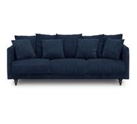 CONSTANCE Canape droit fixe 4 places - Tissu bleu - Classique - L 212 x P 93 cm