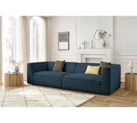 Canapé droit fixe 5 places MOLIERE velours côtelé bleu foncé BOBOCHIC Bleu foncé