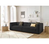 Canapé droit fixe 5 places MOLIERE velours côtelé gris foncé BOBOCHIC Gris foncé