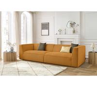Canapé droit fixe 5 places MOLIERE velours côtelé jaune BOBOCHIC Jaune