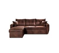 Canape droit fixe BEST MOBILIER astoria 4 places en coton marron avec coffre