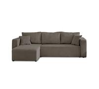 Canape droit fixe BEST MOBILIER topaze 4 places en velours cotele gris avec coffre