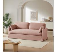 Canapé droit fixe déhoussable JATOBA 3 places tissu rose