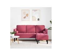 Canape droit fixe grace 3 places en polyester bordeau