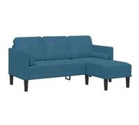 Canape droit fixe haba trading b.v. grace 3 places en tissu bleu bleu