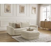 Canapé droit fixe LEONORE tissu texturé avec pouf beige BOBOCHIC 3 places Beige