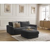 Canapé droit fixe LEONORE tissu texturé avec pouf noir BOBOCHIC 3 places Noir