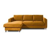 Brooke - canapé d'angle gauche - convertible avec coffre - 4 places - en velours - Jaune Jaune