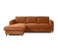 Brooke - canapé d'angle gauche - convertible avec coffre - 4 places - en velours - Rouille Rouille