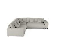 Canape droit fixe lisa design Garance 5 places en velours cotele grisclair