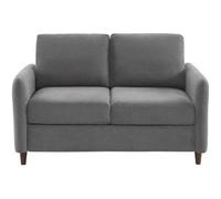 Canapé droit fixe LUCIEN en tissu gris 2 places - Coffre de rangement - BAÏTA