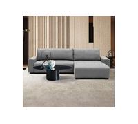 Canape droit fixe malone 3 places en tissu gris avec coffre
