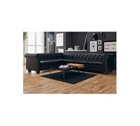 Canape droit fixe max 6 places en cuir noir