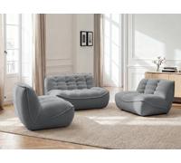 Canapé droit fixe modulable SERENA avec 2 chauffeuses 1 place et 1 chauffeuse 2 places tissu chiné gris foncé BOBOCHIC 4 places Gris foncé