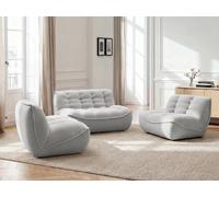 Canapé droit fixe modulable SERENA avec 2 chauffeuses 1 place et 1 chauffeuse 2 places tissu chiné gris clair BOBOCHIC 4 places Gris clair