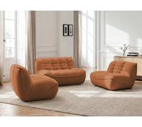 Canapé droit fixe modulable SERENA avec 2 chauffeuses 1 place et 1 chauffeuse 2 places tissu chiné orange BOBOCHIC 4 places Orange