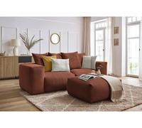 Canapé droit fixe modulable VOLTAIRE avec pouf orange BOBOCHIC 4 places Orange