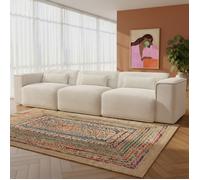 Canapé droit fixe NUNA 4/5 places velours côtelé beige