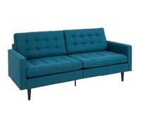HomCom Canapé convertible 2 places – Dossiers inclinables – Lin bleu canard