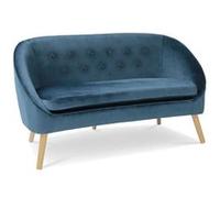 IDMarket - Canapé Banquette en Velours Sonia Bleu