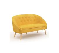 Canape droit idmarket 2 places en velours jaune 67 x 135 x 78 cm
