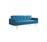 IDMarket - Canapé droit scandinave Lars 3 places convertible en tissu bleu canard