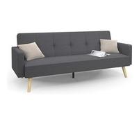 IDMarket – Canapé droit 3 places Lars – Scandinave convertible – Gris