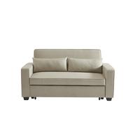 Canapé droit LENA convertible tissu grège 3 places