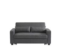 Canapé droit LENA convertible tissu gris 3 places