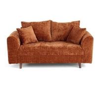 Rune - canapé droit 2 places en velours texturé - Rouille