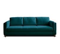Lisa Design Canapé convertible Brooke en velours Bleu canard 3 places
