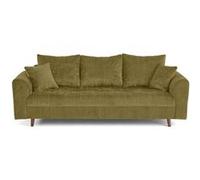 Rune - canapé droit 3 places en velours texturé - Vert Olive