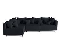 Canape droit LISA DESIGN 4 places en velours noir 290 x 290 x 78 cm Noir G