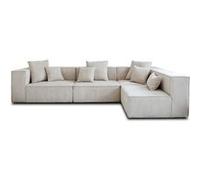 Lisa Design - Canapé Modulable d'angle Droit - Colombine en Velours Côtelé - Sofa Beige 5 Places - Salon