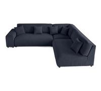 Canape droit 6 places en polyester bleu 286 x 286 x 79 cm